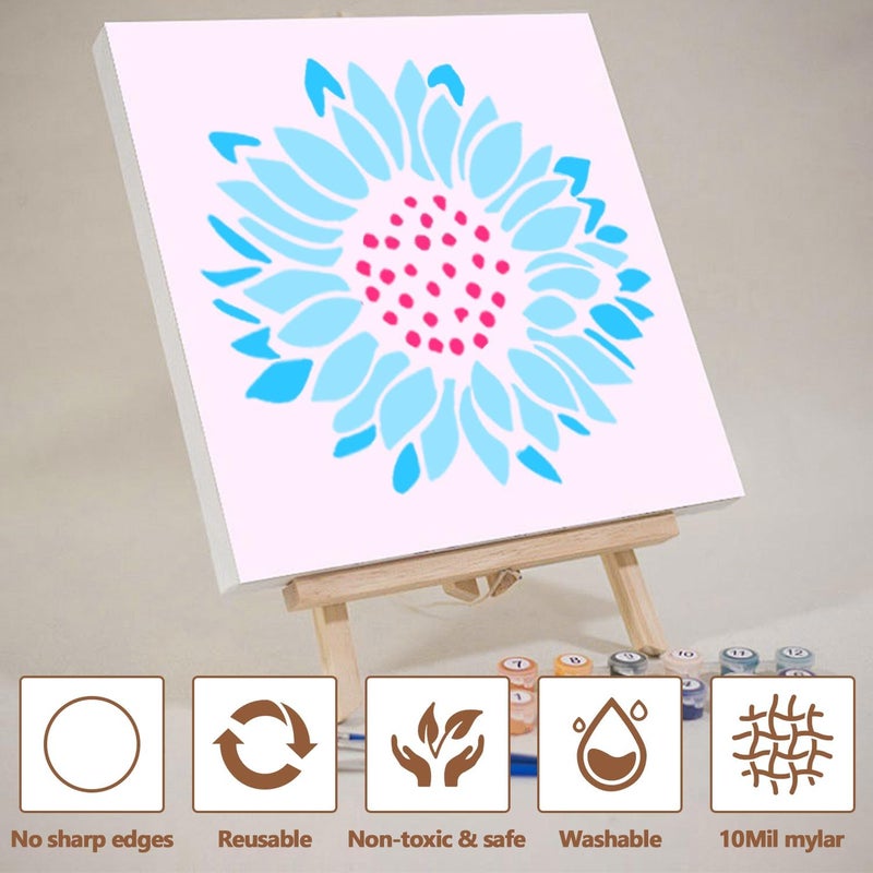 Resflyar 20 PCS 3 Inch Flower Stencils, Large Flower Plant Reusable Plastic Templates for Painting on Wood, Sunflower Rose Stencils Set for Rock Wood Canvas Drawing Art Fabric Tile Home DIY Craft Decoration - Image 4